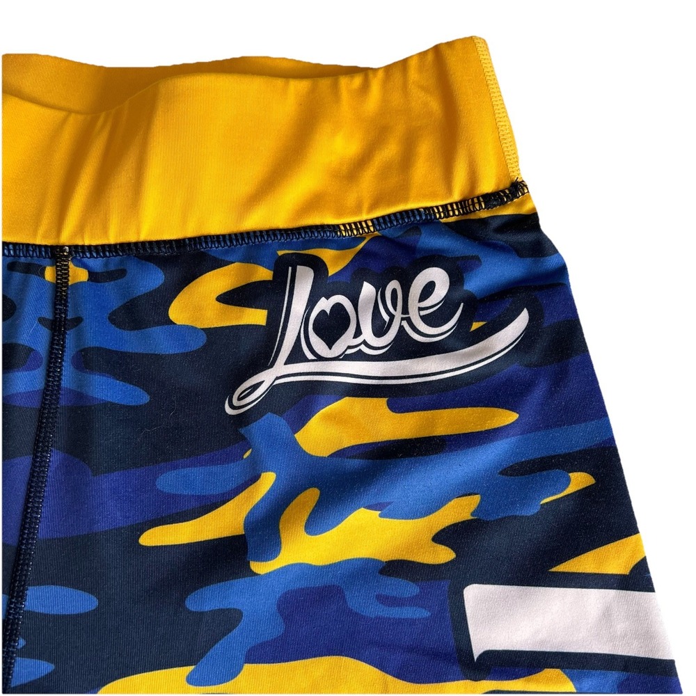 3/$25 SALE! Xlusion Michigan Basketball Leggings Women's Medium Blue Yellow Camo - Picture 3 of 8
